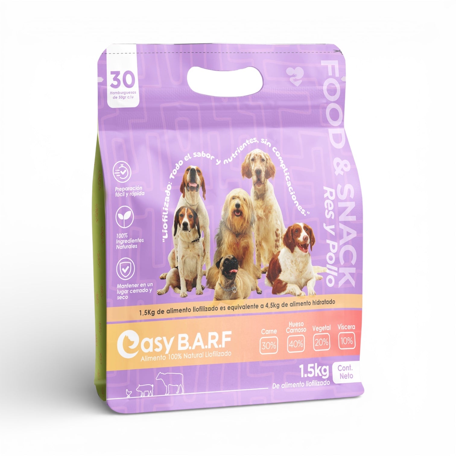 Membresía EasyB.A.R.F. Crudo Congelado - 13 Bolsas (312 Cana•Pés)